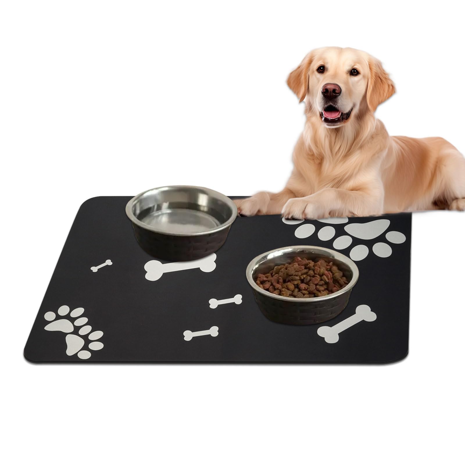 40x60cm Pet Food Mat, Absorbent Pet Feeding Mats, Large Non-Slip Waterproof