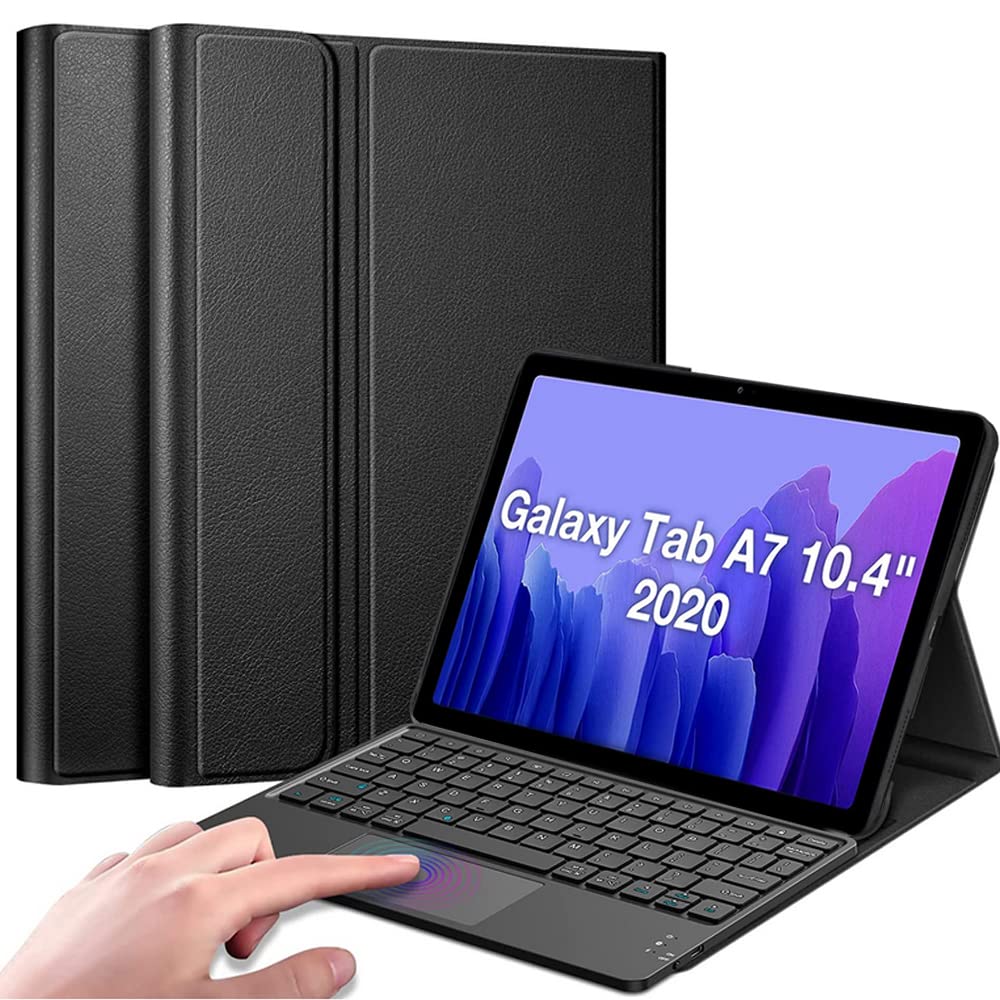 Coque Clavier avec Touchpad pour Galaxy Tab A7 10.4” 2020 (SM-T500/SM-T505), AZERTY Clavier Bluetooth Détachable avec Pavé Tactile, Coque Housse pour Galaxy Tab A7 10.4" Tablet, Noir