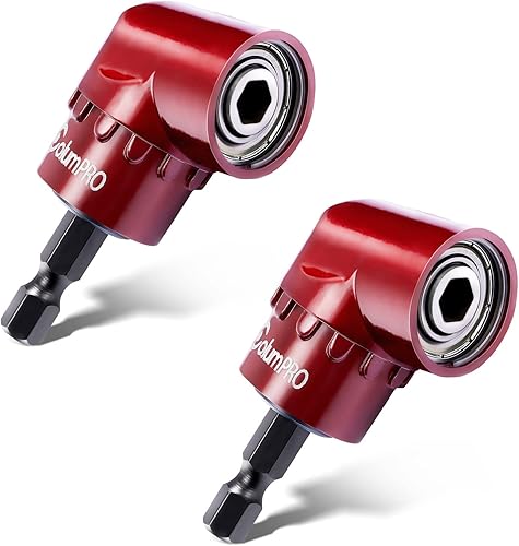 2 PCS Adaptador de Destornillador en Ángulo Recto de 14 de Pulgada 105 Grados con Vástago Hexagonal, Transmisión de Cambio Rápido y Adaptador de