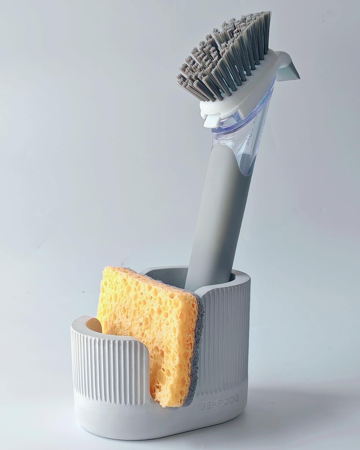 2-in-1 Diatomite Sponge Holder for Kitchen Sink Quick-Drying Sponge and Dish Brush Holder Absorbent Stone Sink Caddy Organizer