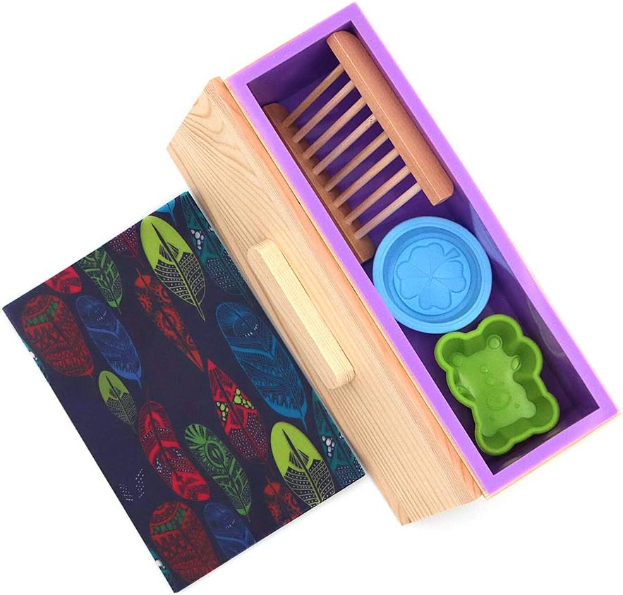 POFET Silicone Mold Making Soap Tools Set, Rectangular Soap Silicone Mold Wood Box, Oil Paper, Soap Holder - Image 3
