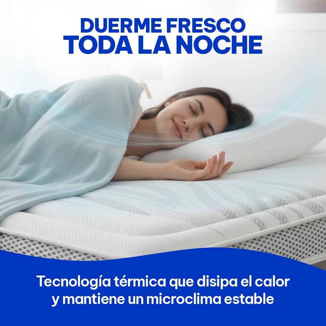 Moisury Colchón viscoelástico 150x190 Efecto Nube - 6 centímetros de viscoelástica Carbono - Colchón de firmeza Alta y Super Adaptable - Óptimo para Dolores de Espalda