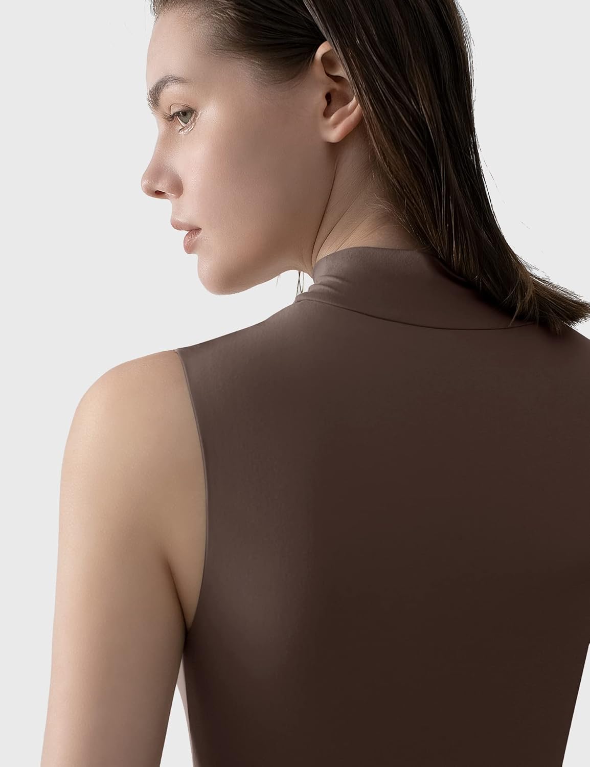 PUMIEY Women's Mock Turtle Neck Sleeveless Bodysuit Sexy Tank Tops Sharp Collection - Image 5