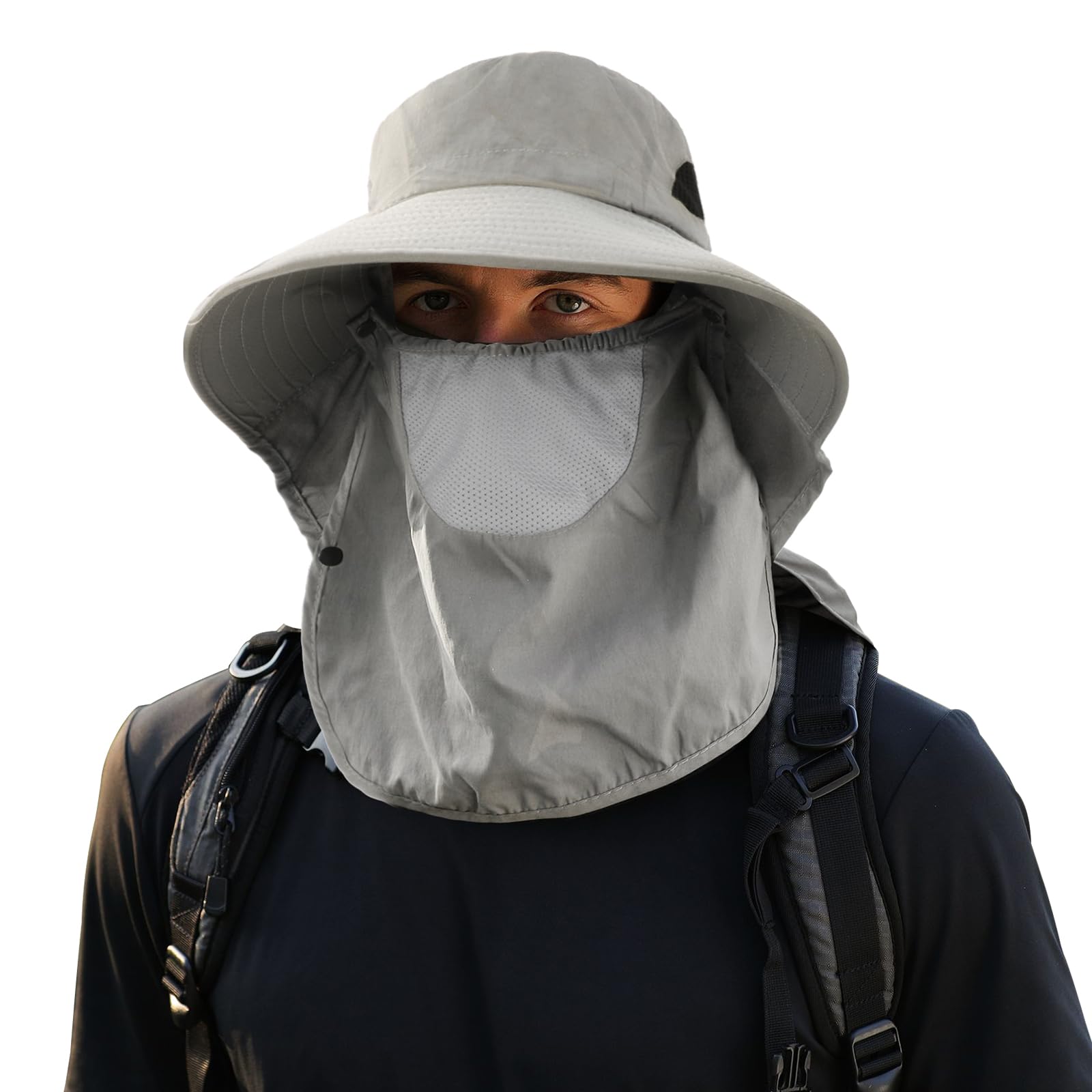 TAGVO Cappello da Sole a Tesa Larga per Uomo e Donna, UPF 50+ Protezione UV Cappello da Pescatore con Aletta per Il Collo Staccabile, Traspirante Cappelli da Escursionismo con Coulisse per All'Aperto