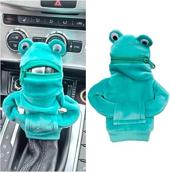 Mini Frog Gear Stick Car Shifter Hoodie, Gear Shift Cover Funny Gearshift Sweater, Gear Shift Knob Hoodie Protector, Cute Gadgets Car Interior Accessories and Decorations Green Frog