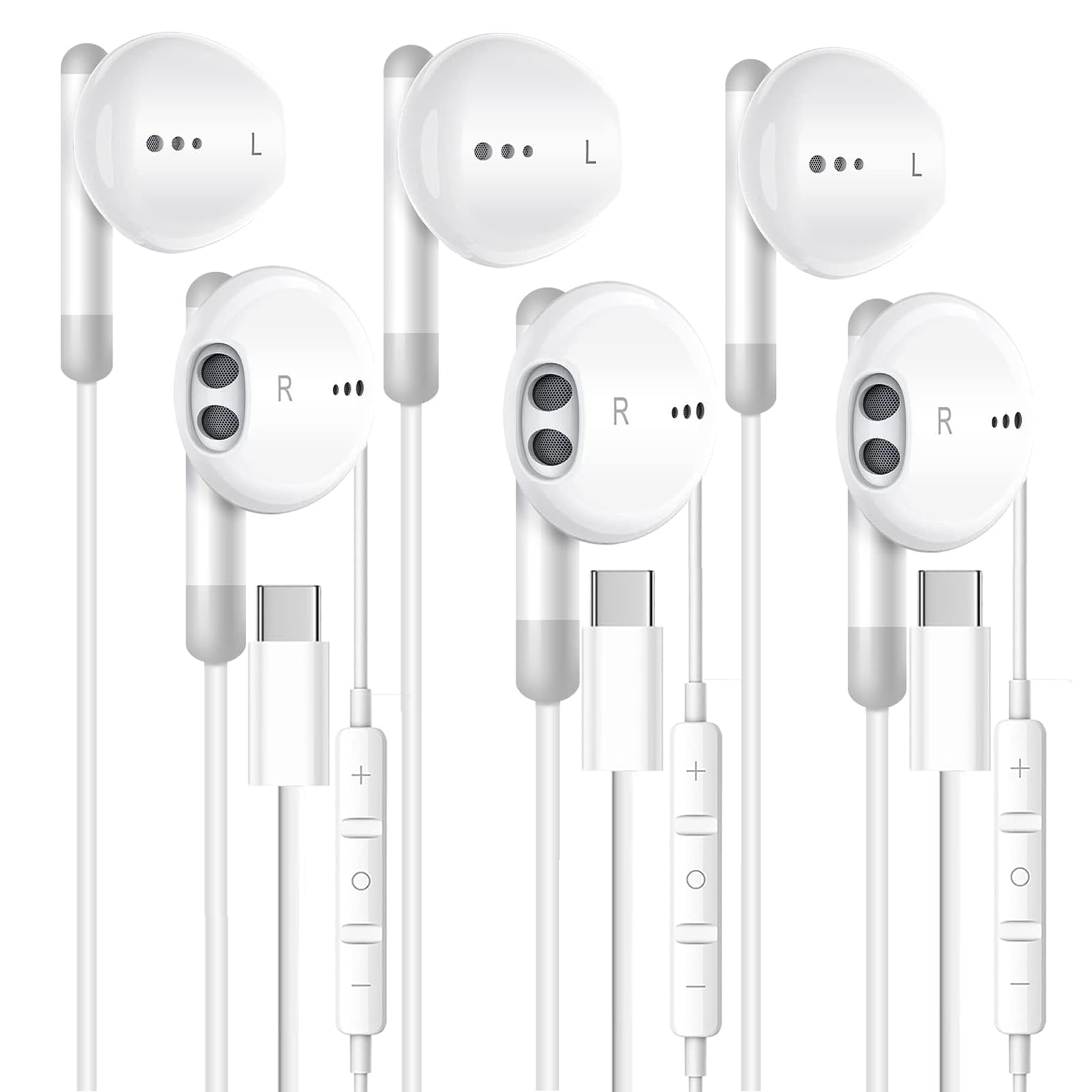 3 Packs USB C Headphone Type C Earbuds Wired Earbuds with Microphone & Remote Control Noise Cancelling Earphones, for iPhone 15/16/15 16 Pro Max/15 16