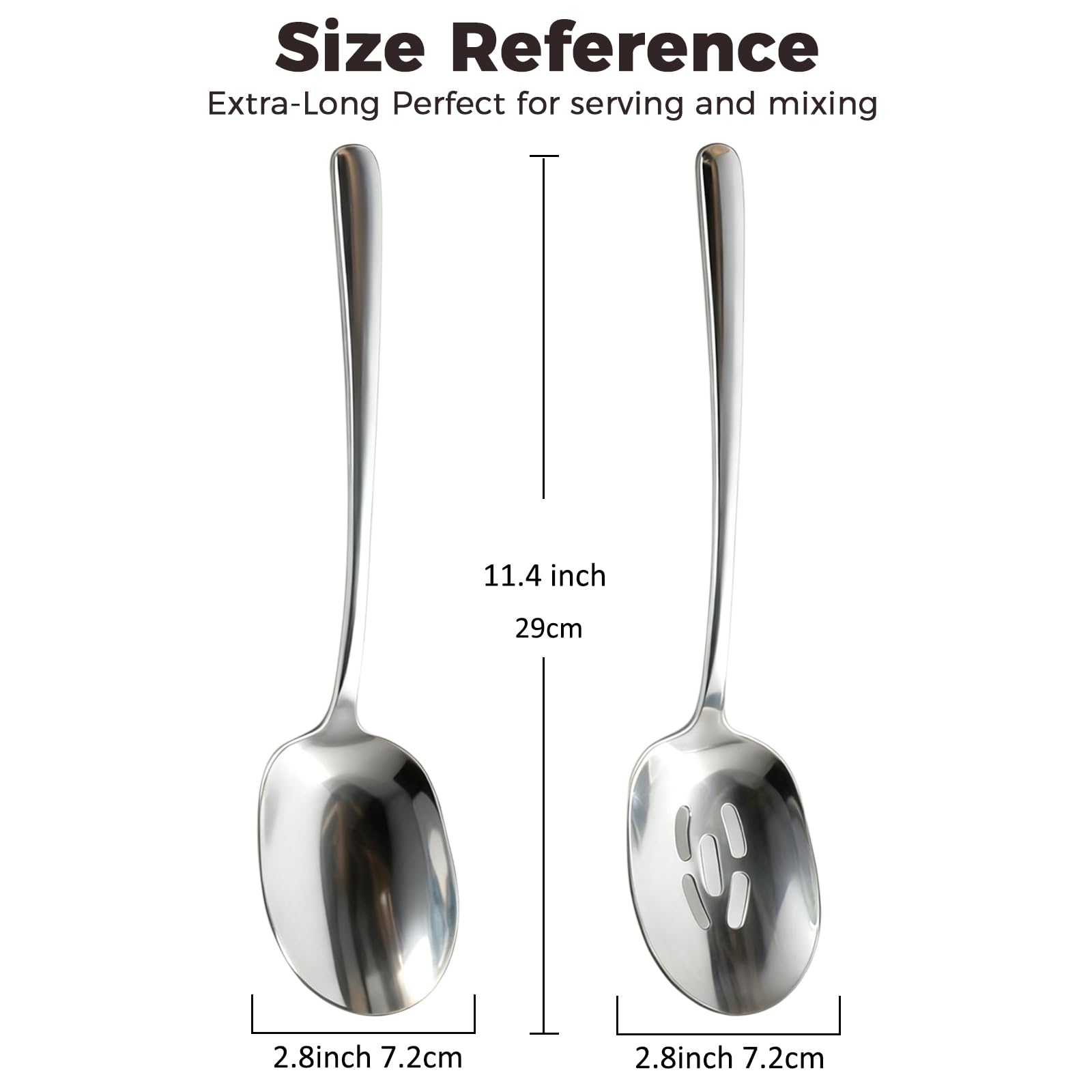 Extra große Servierlöffel, 12 Stück, 29 cm, lebensmittelecht, 18/8 Edelstahl, Servierlöffel für Buffet, Besteck-Set, Servierutensilien für Catering, spülmaschinenfest, hochglanzpoliert