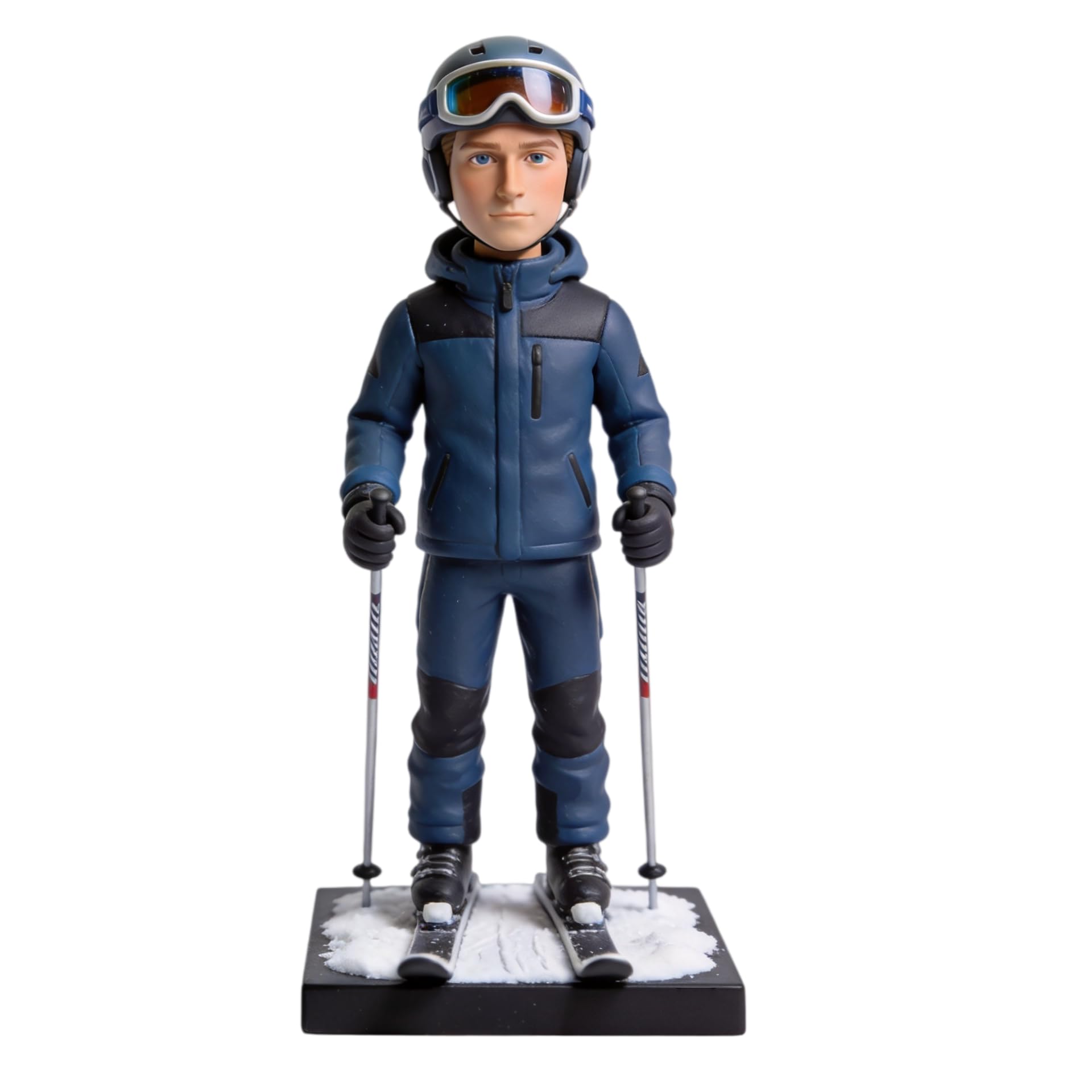 Figura 3D personalizada de Bobblehead, figura de foto de esquiador masculino, decoración de escritorio temática de esquí, regalos para entusiastas de los deportes de esquí y amantes de los