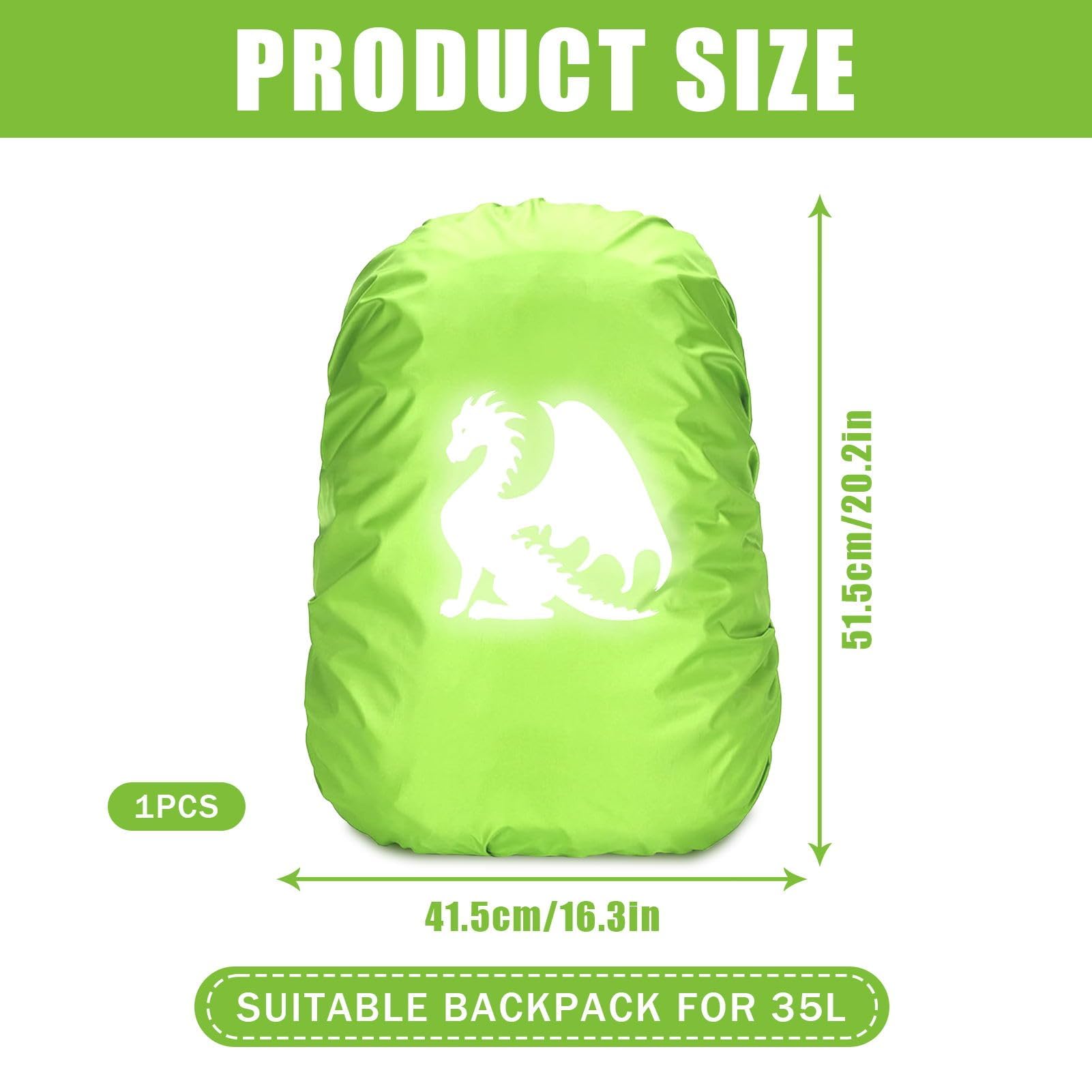 35L Coprizaino Antipioggia,Copri Zaino per Pioggia,Parapioggia Bambino per Zaino Reflective,Parapioggia di Riflettente,Impermeabile Antipolvere Scuola,Durevole,per Campeggio,Viaggi