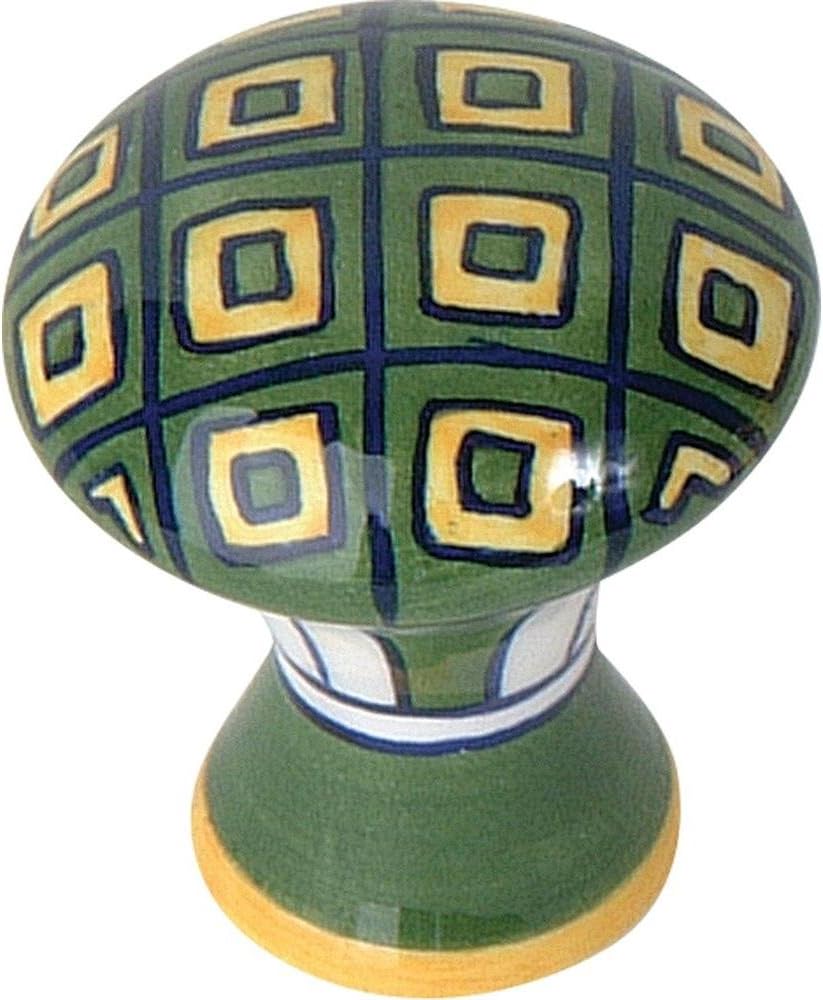 Atlas Homewares 3B100 1-3/4-Inch Green/Yellow Geo Ceramic Knob, Ceramic