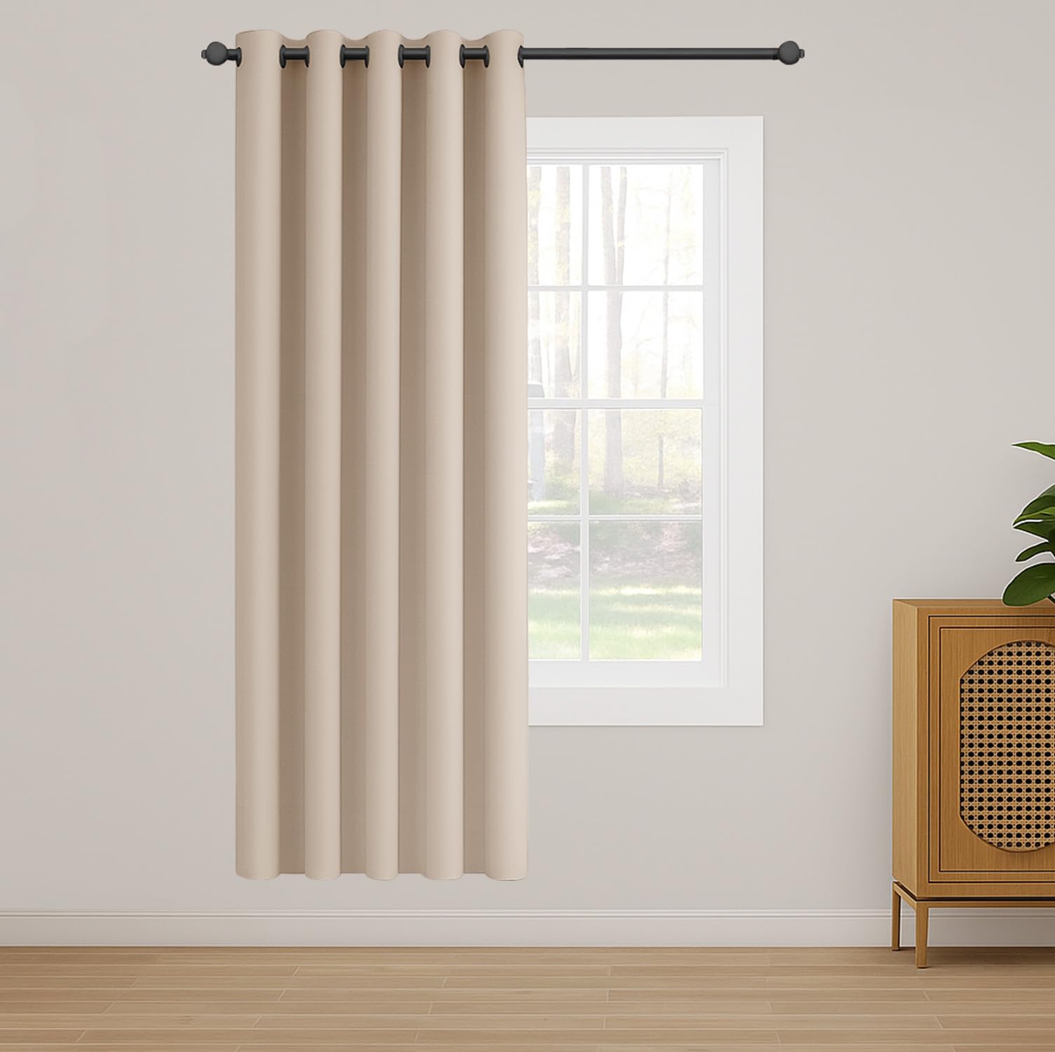 Ir Imperial Rooms Cream Imperial Rooms Eyelet Blackout Curtains For Living Room 66X84 Inch Curtains For Bedroom Energy Saving Door Curtain One Panel With Tieback
