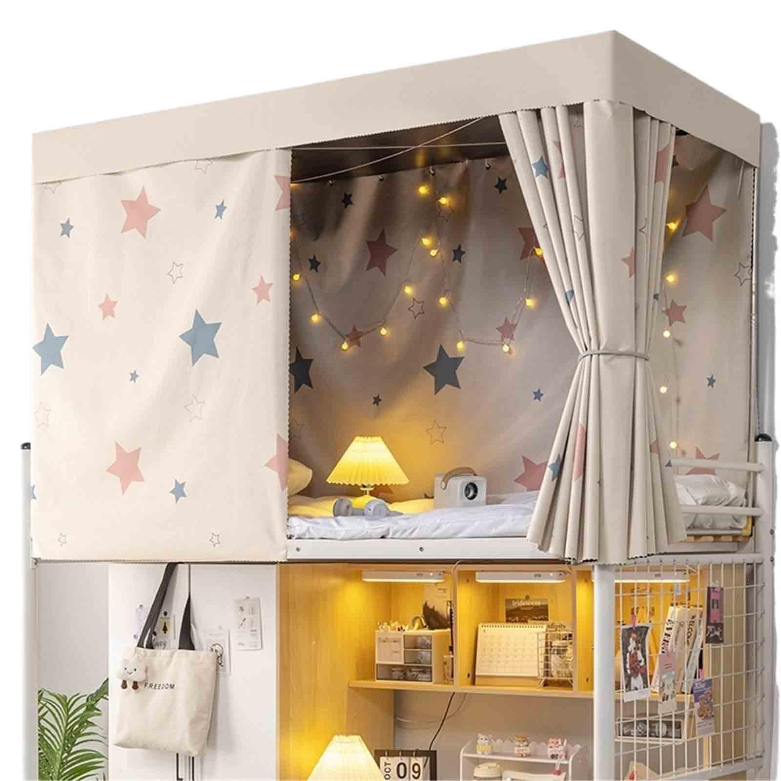 HAJHI Thicken Blackou Bunk Bed Tent Dormitories Bunk Bed Curtains for Bottom Top Polyester 3 Doors Loft Bed Curtains Mosquito-Proof(3*curtains,1.5M,I)