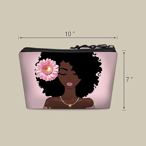 Miniatura 56 de Bolsa de maquillaje Melanin para mujer, bolsa de cosméticos impresa portátil, bolsa de aseo de viaje, bolsa organizadora de maquillaje para mujeres