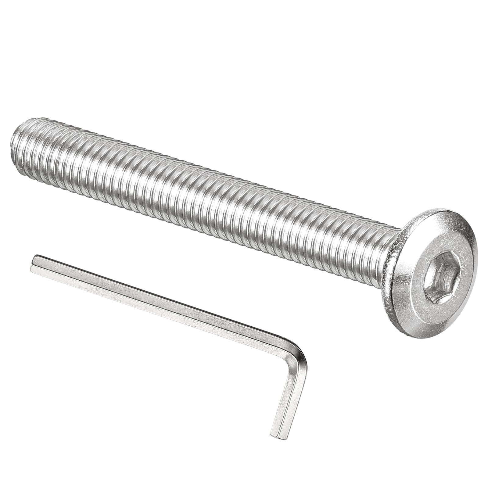 PATIKIL M5x40mm Flat Head Hex Socket Cap Screws Bolts, 20PCS 304 Stainless Steel 18-8 Furniture Bolt with Hex Allen Wrench for Bed Chair Repairs Ship Assembly Mechanical Industry, Silver