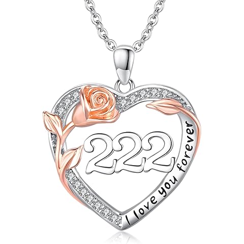 Number Necklace for Women 925 Sterling Silver Rose Angel Numbers Necklace Jewelry B...