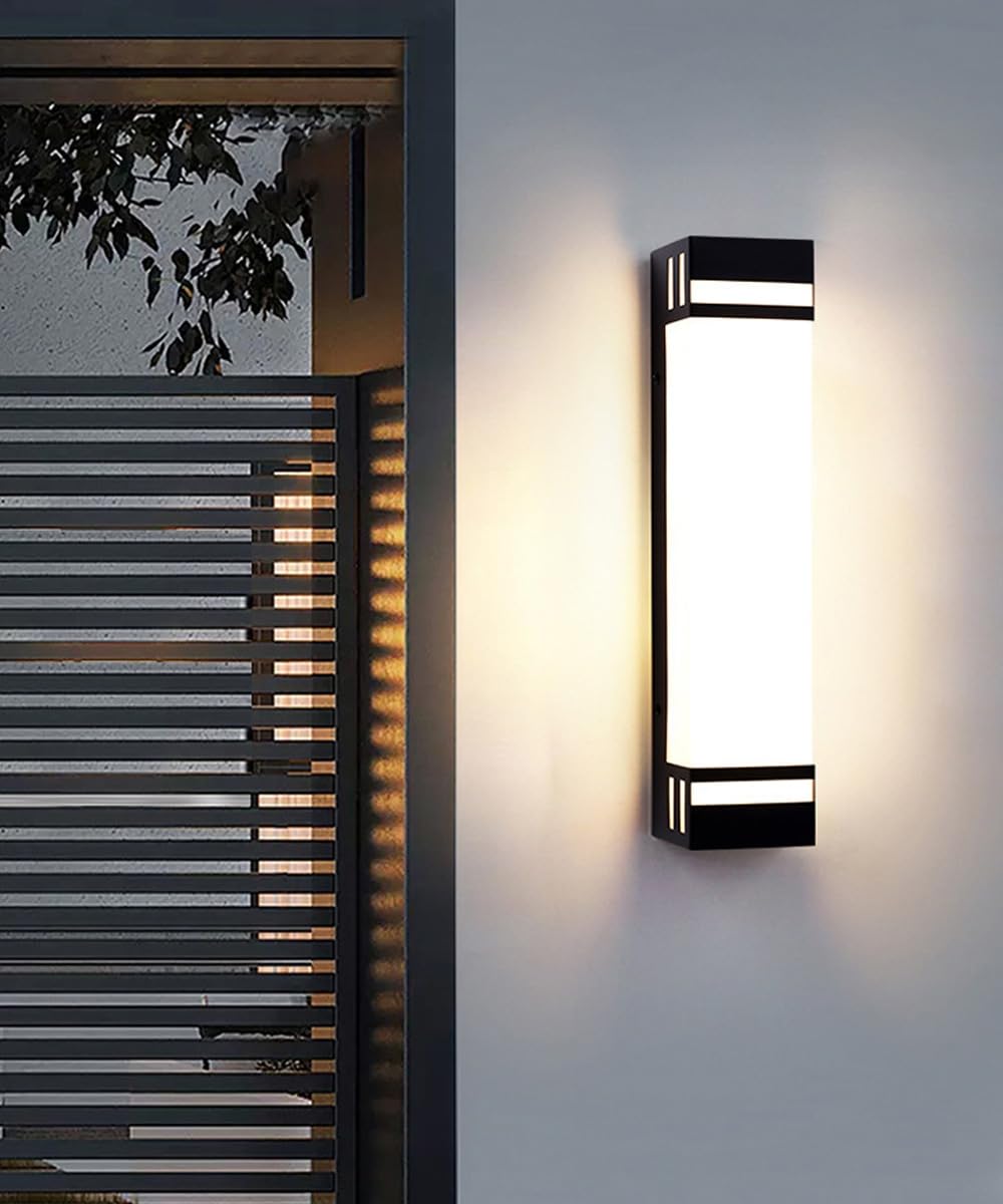 Quadratische Außenwandleuchte aus weißem Acryl, moderne LED-Veranda-Beleuchtung, IP65 wasserdichte Außenleuchte, Veranda-Beleuchtung für den Außenbereich mit Edelstahlleuchten