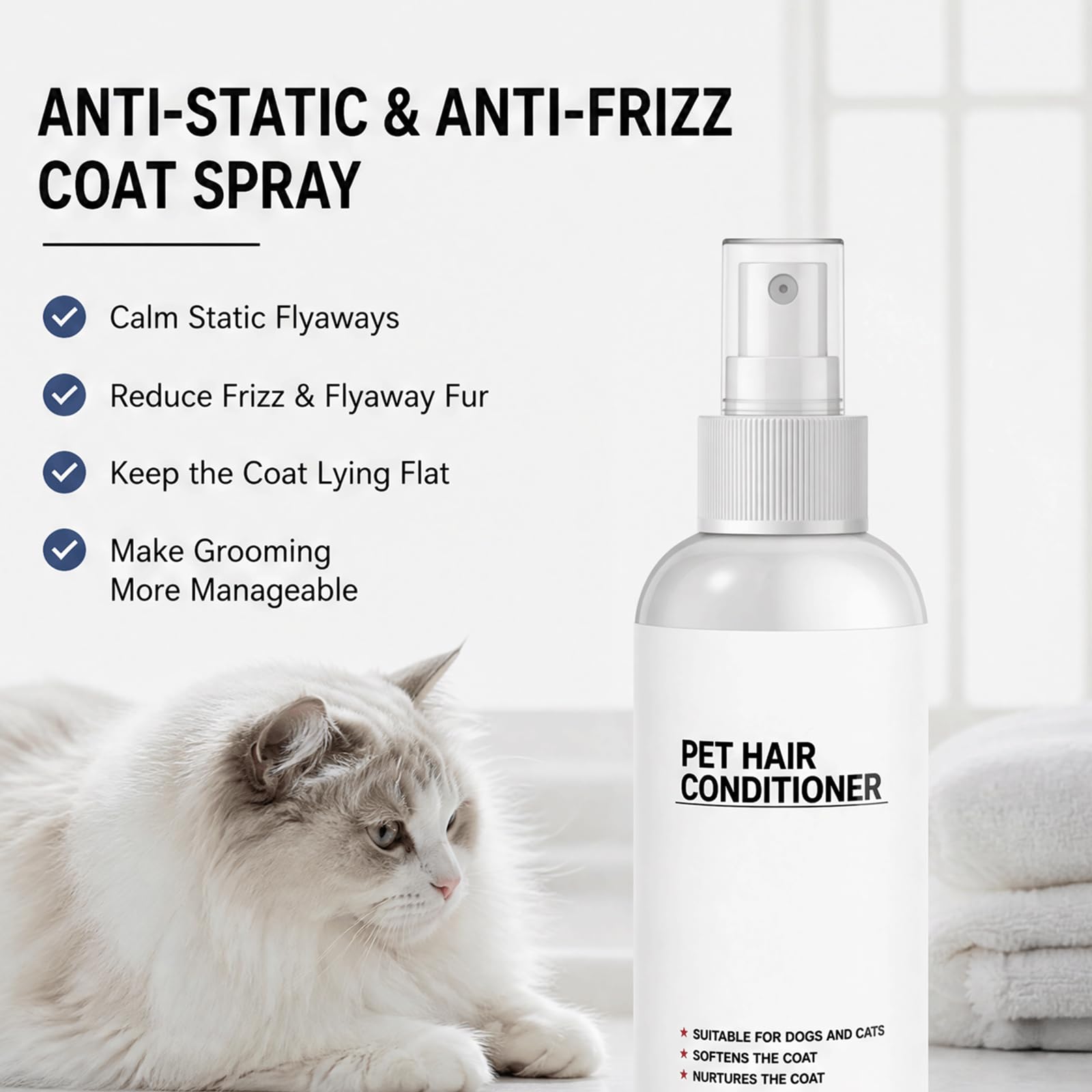 Spray démêlant pour Chiens et revitalisant sans rinçage pour Chiens -, Spray revitalisant Antistatique, Spray de toilettage hydratant, Brillance Soyeuse et Brume de Pelage Lisse (5PCS)