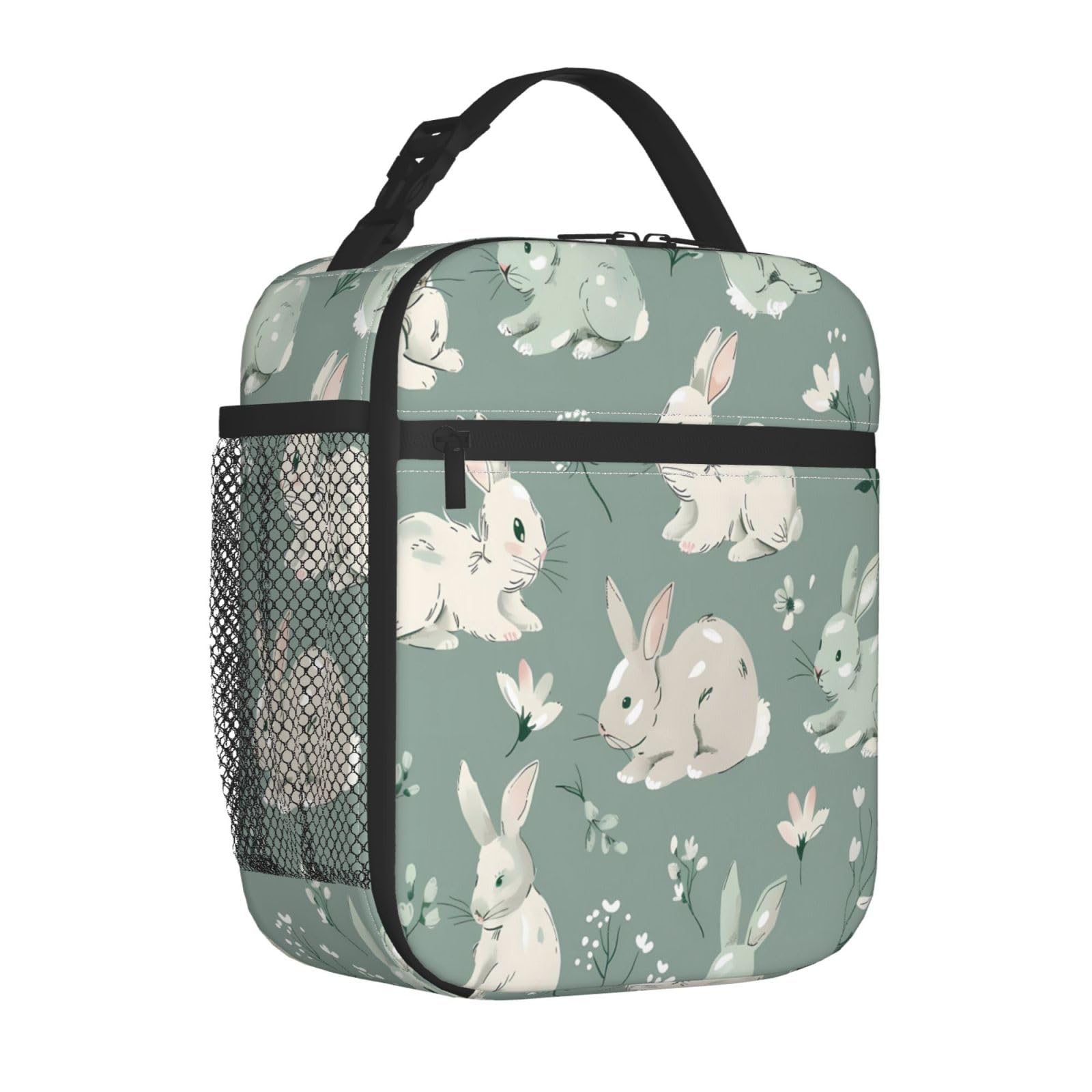 Mexpekil Insulated Lunch Bag for Kids Boys Girls Cute Animal Rabbit Bunny Reusable Thermal Lunch Bags Box Leakproof Cooler Bag for School Work Office Camping