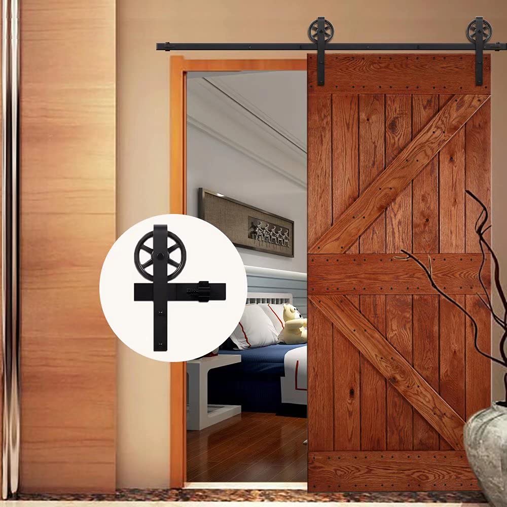 Kit Guida Porta Scorrevole WOLFBIRD 183cm - Per Porte Fino A 100kg, Ruote Nylon, Stile Rustico