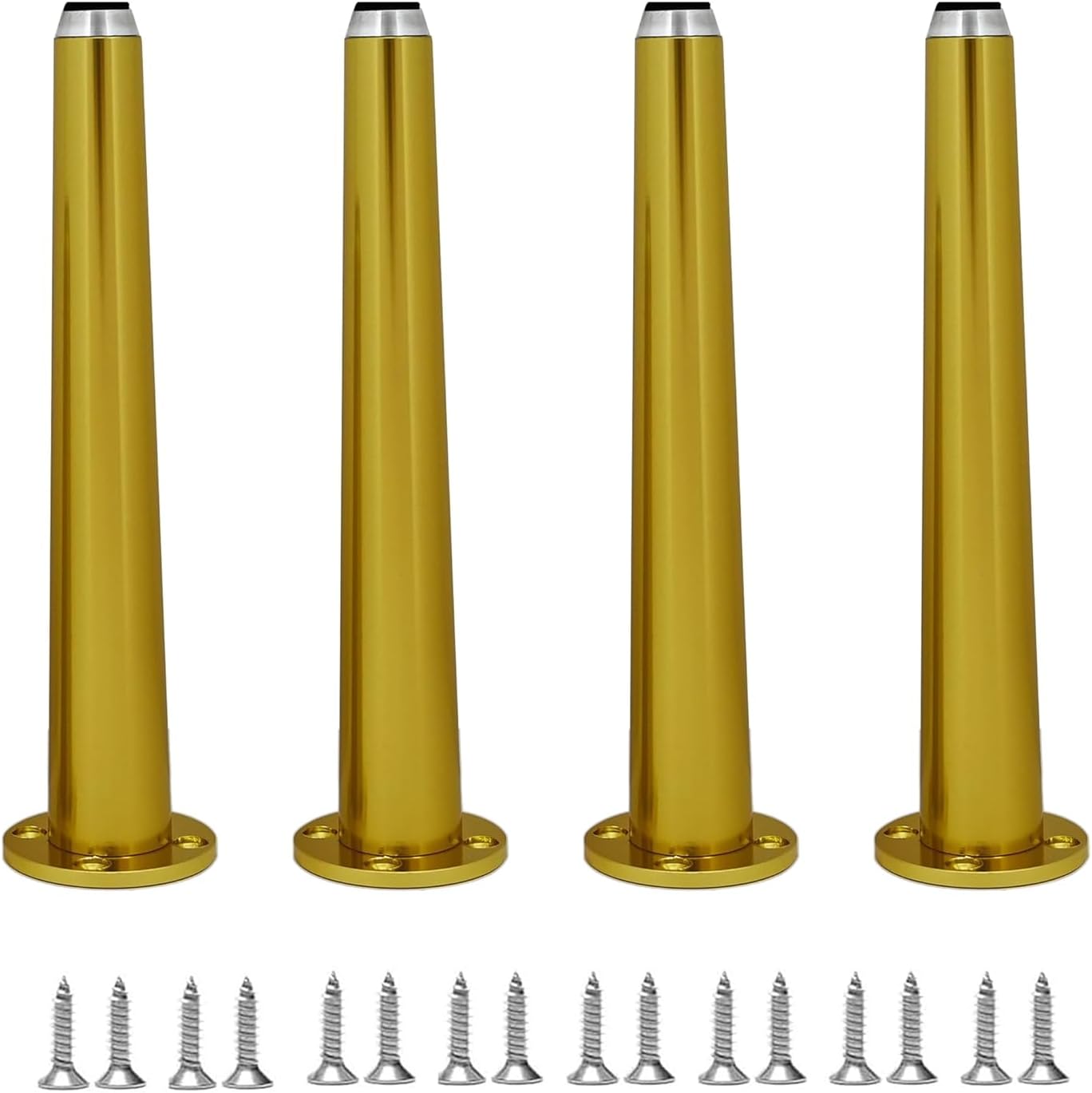 4-Pack 7.8 Inch(20cm) Gold Aluminum Alloy Cabinet Legs with Level Feet, Waterproof Rust-Resistant Heavy Duty Furniture Legs - Easy Installation(Gold)