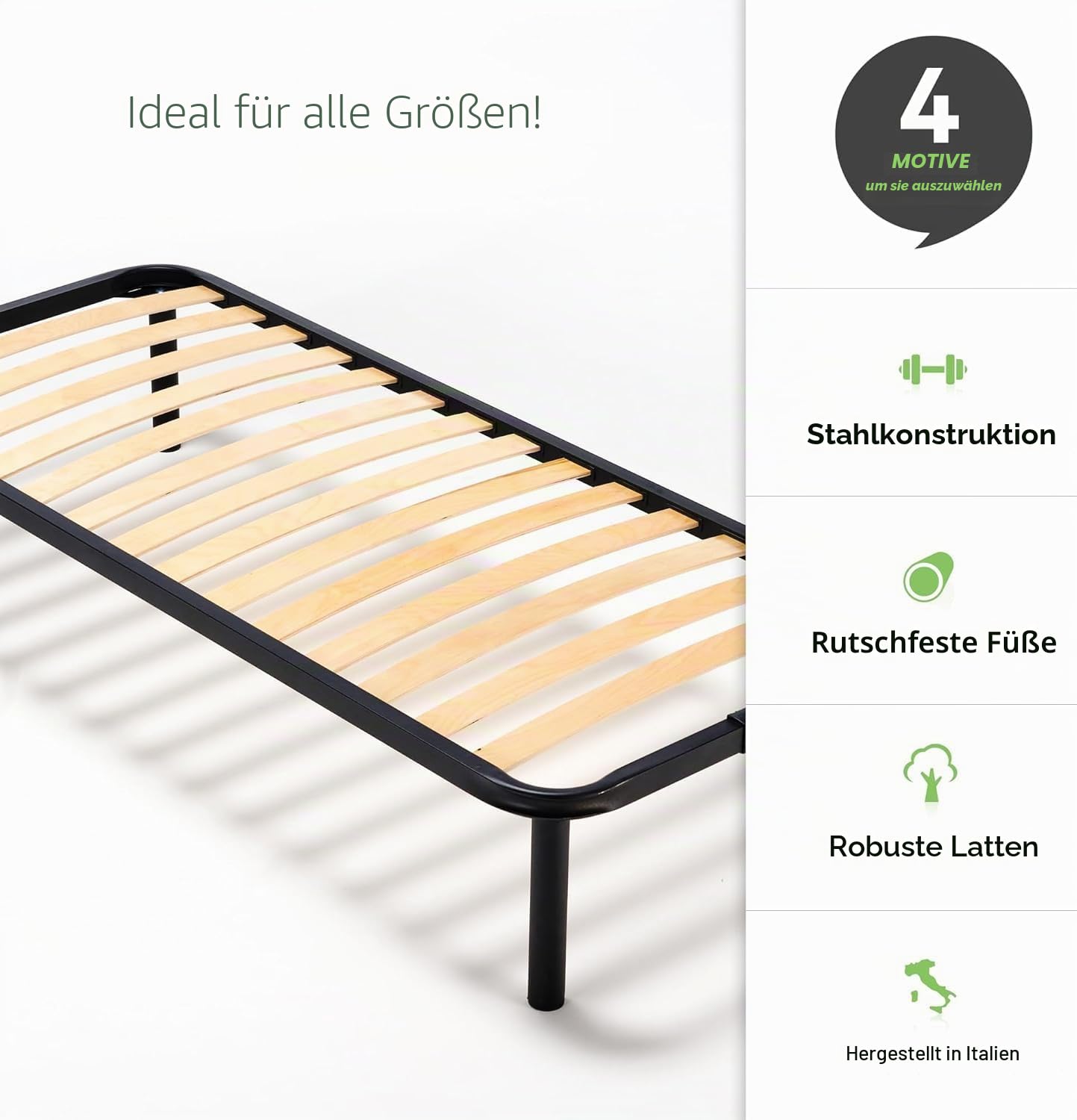 EVERGREENWEB Lattenrost 80x200 Höhe 35 cm, Orthopädisches Extra Komfort Leisten Holz, 4 Abnehmbar Füße, Verstärkte Bettrahmen aus Stahl, Bettgestell geeignet für alle Betten & Matratzen | Apple