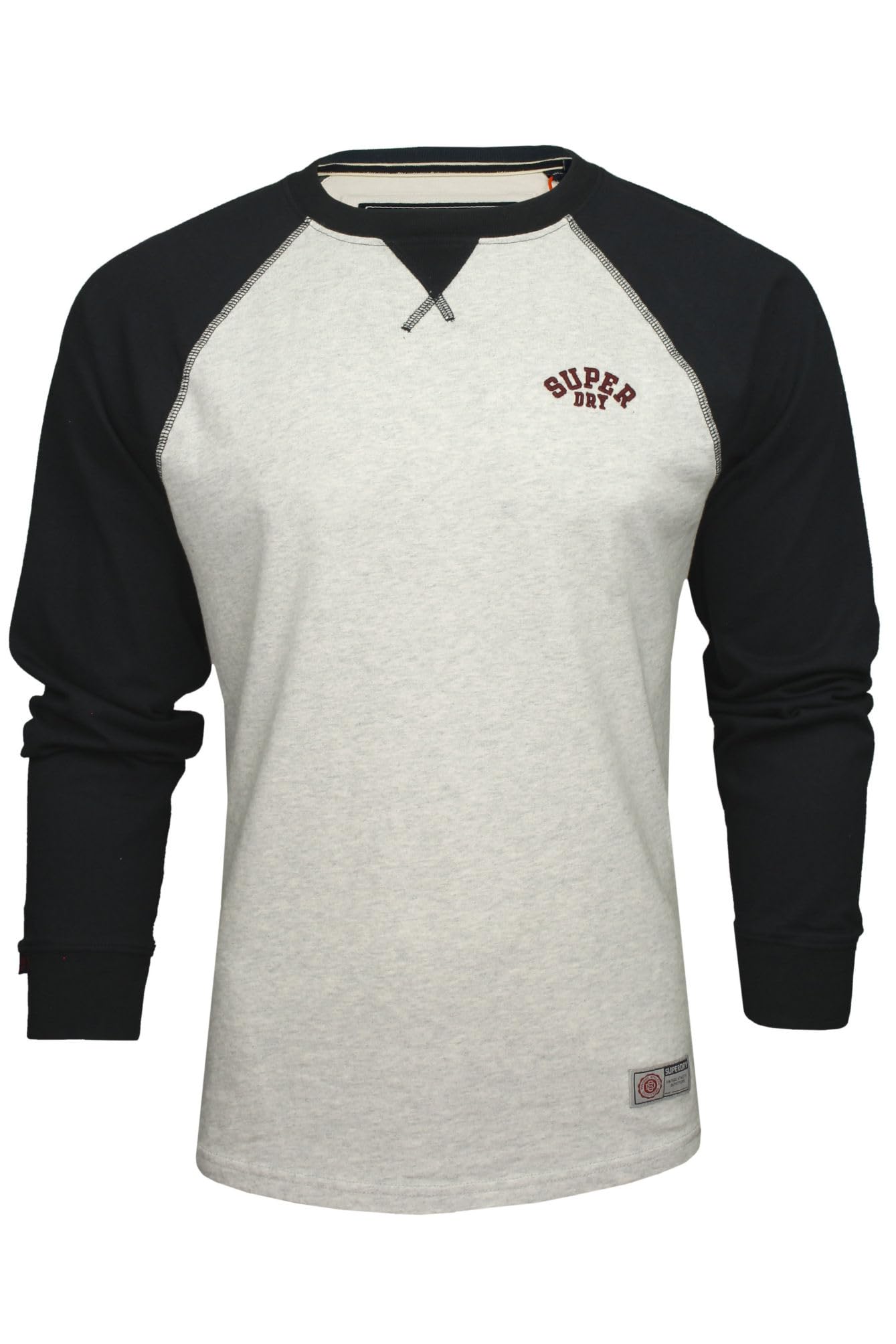 Superdry Men's Grey Grindle/Eclipse Navy 'Vintage Athletic Baseball Top' Long Sleeve T-Shirt () Xxl