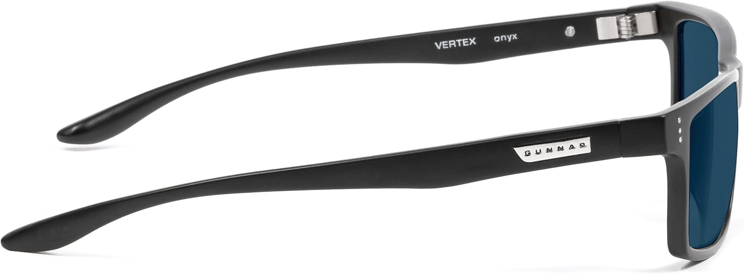 Gaming Glasses | Blue Light Blocking Glasses | Vertex/Onyx by Gunnar | Patented 90% Blue Light & Sun Protection (100% UVA/UVB), 100% UV Light, Anti-Reflective to Protect & Reduce Eye Strain & Dryness