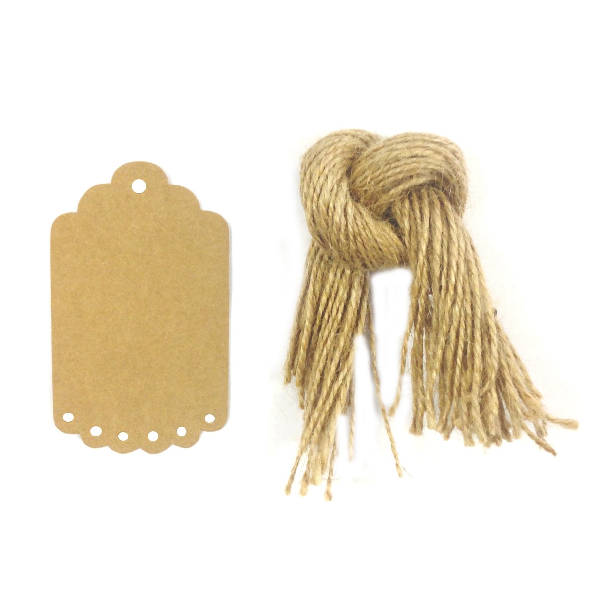 Wrapables 50 Geschenkanhänger, Kraftpapier, zum Aufhängen, mit kostenlos geschnittenen Schnüren für Geschenke, Basteln und Preisschilder, Kleiner gewellter Rand