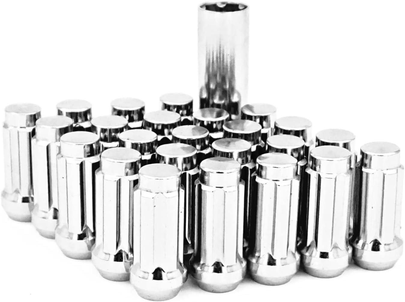 14X1.5 Bulge Acorn Spline Lug Nuts 1.9" 6 Lug Install Kit Chrome