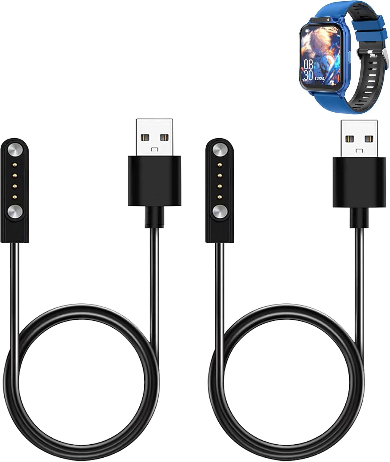 Charging Cable for Sootingot P70 Smart Watch,WUNIAK Magnetic USB Flexible Charging Cable Accessories for Sootingot P70 Smart Watch,(2 Pack)