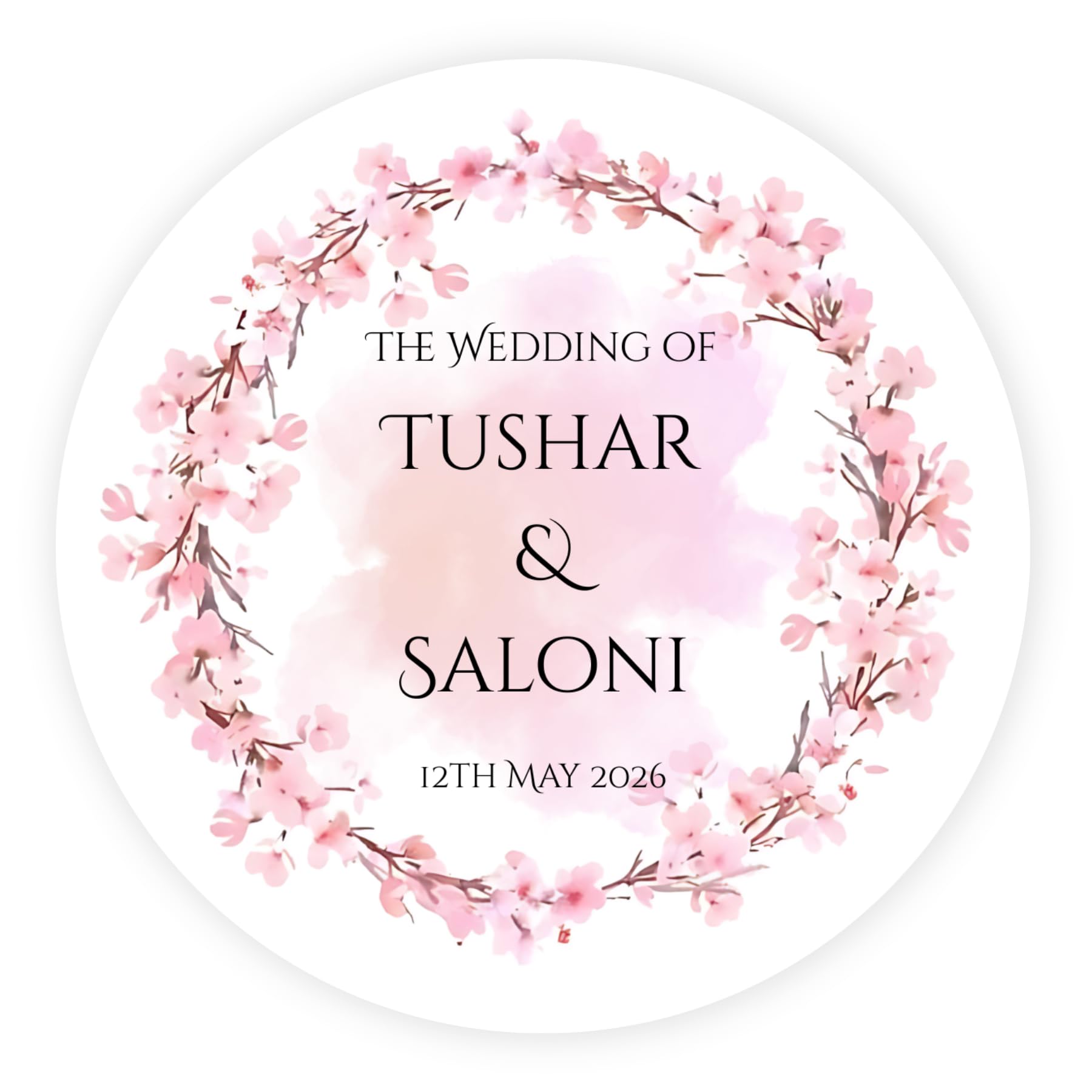 Custom Wedding & Engagement Stickers | Pack of 100 | Personalised Shaadi Sticker with Name & Date | 2x2 Inch Round Self-Adhesive Pre-Cut | Semi-Gloss Finish | 12 Designs (Pink Vine)-image-29