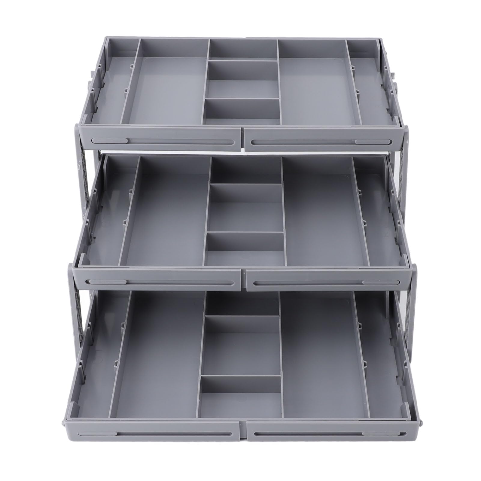 Organizador de Cajón Expandible de Plástico 3 Niveles Plegable para Maquillaje Joyería, Almacenamiento Ahorra Espacio para Baño Cocina Oficina, Una Ajustable para Accesorios