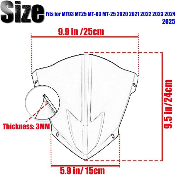 Kucehiup Motorcycle Windshield Windscreen Fits for MT03 MT25 2020-2025 by kucehiup - Used condition - Image 2
