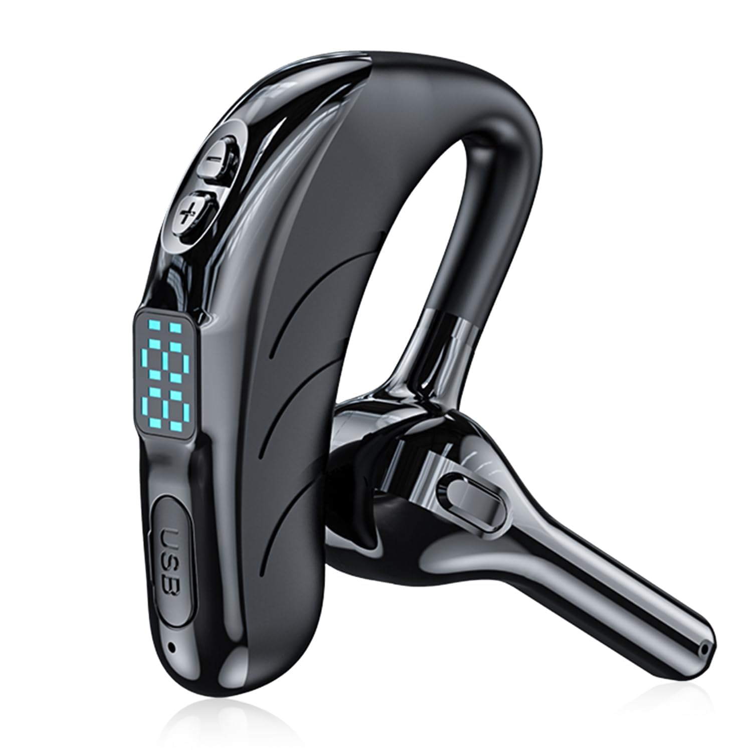 Azonee Bluetooth Earpiece for Cell Phones V5.2 Wireless Single Headset, with Noise Reduction, Wireless Bluetooth Earpiece 30 Hrs HD Calling, for Business/Office/Driving/Sporting (Black)