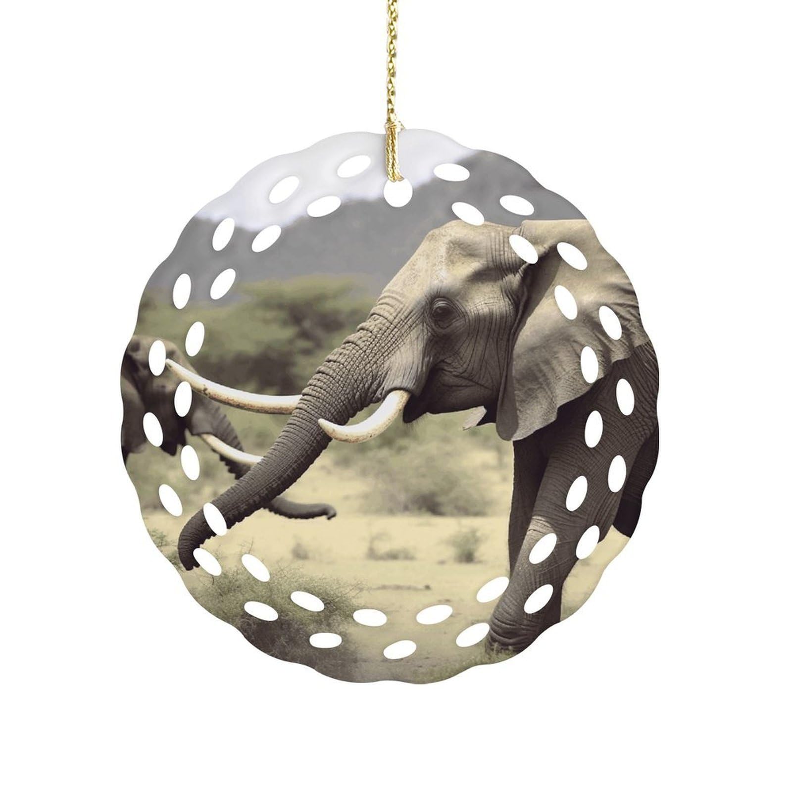 Fodpand Women's Style Elephants Animals Ceramic Ornament For Home Decor 3.2" Round Tree Decoration Christmas Ornaments For Men Double-Sided Design