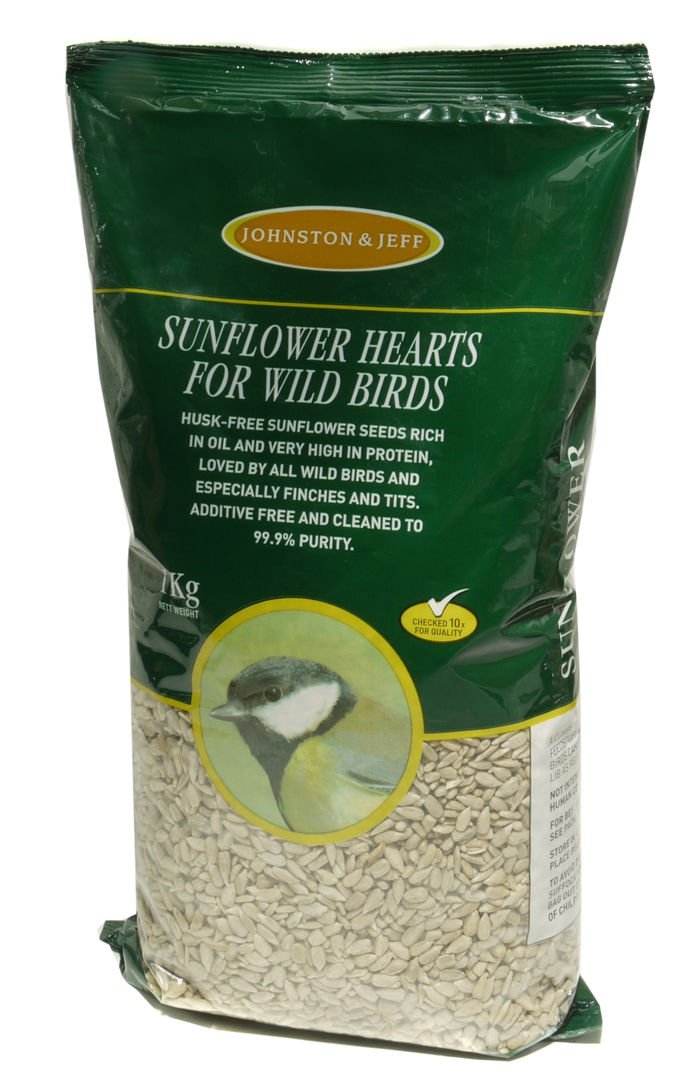 Johnston Jeff Sunflower Hearts Wild Bird Food 1kg, Transparent