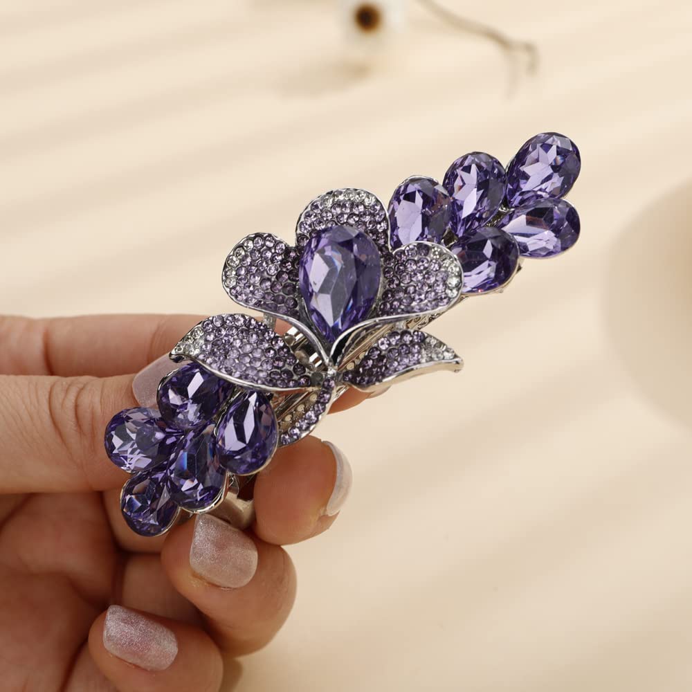 Amazon.com : Aimimier Bridal Crystal Flower Hair Clip  display picture 3