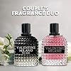 Set de Regalo de Perfume de Pareja Valentine Milano para Mujer/Hombre EDP – (100ml x2) Aromas Florales de Ámbar y Orientales, Colonia con un Toque Moderno Elegante, Más 2 Botellas de Viaje Recargables de 5ml. 3.4 oz (Paquete de 2) 5