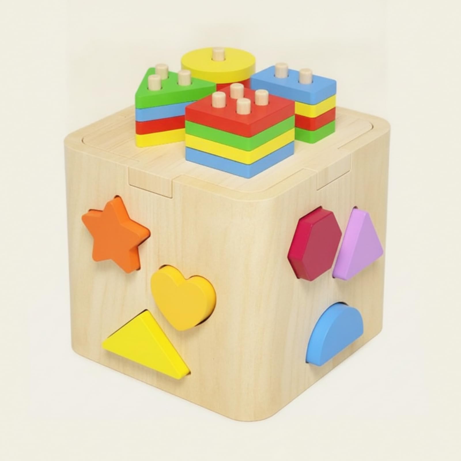 Cubo attività in Legno per Prima Infanzia Resistente Cubo attività in Legno Compatto per Area Giochi, Asilo, Abbinamento Geometrico