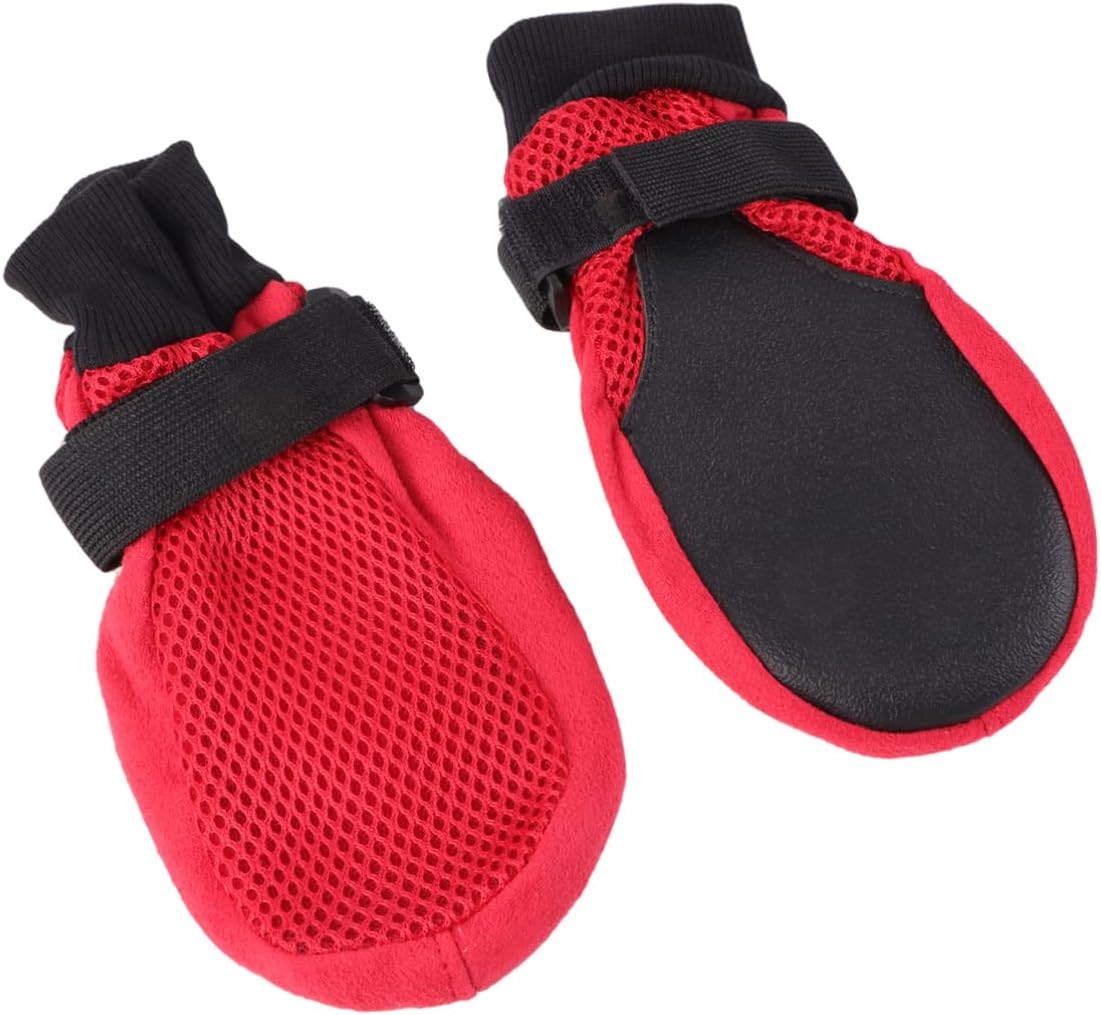 NOLITOY 3sets Breathable Mesh Dog Boots Non- Sole Red Paw for Outdoor Activities and Weather Conditions