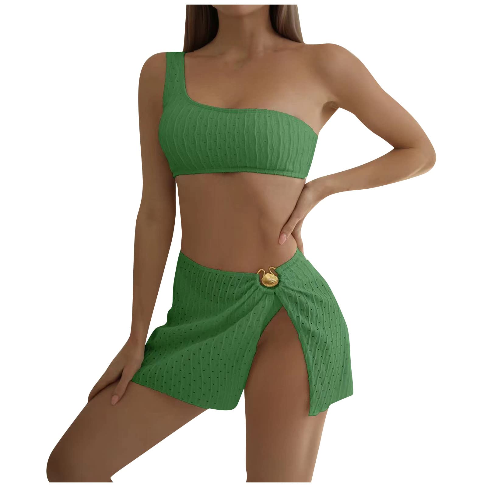 Women's One-Shoulder Suspender Two-Piece Set Swimsuit Sexy Miniature Bikini Bathing Suits Cow Print Swimwears