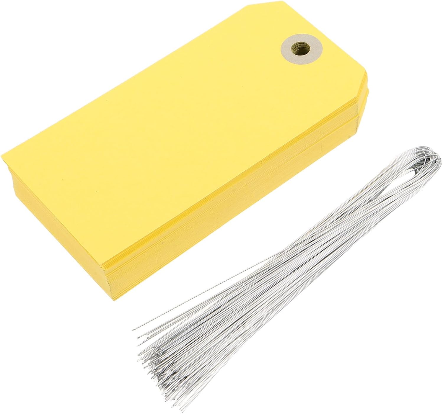 100pcs Manila Price Tags with Wire Ties - Blank Paper Shipping Labels for Luggage Inventory Display Packaging - Garage Sale Tags for Small Parts Marking