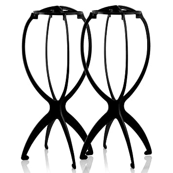 STUDIO LIMITED Portable Wig and Hat Hanger with Durable Stand and Tool Holder 2 Pack, Black