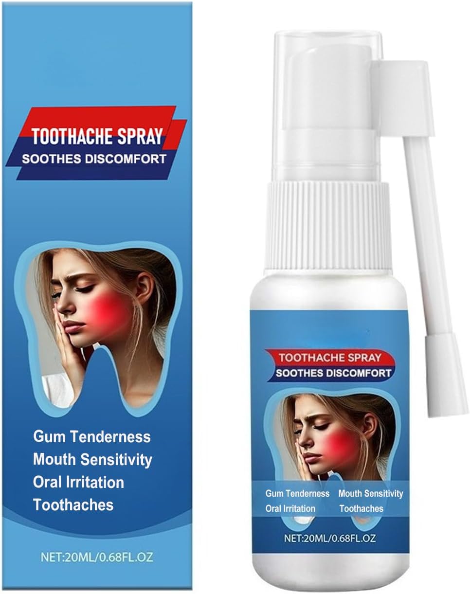 Toothache Relief Spray - Soothes Gum Fast, Improves Dryness, Mint & Chamomile Formula, Portable Oral Care for Adults (0.68FL.OZ/20ML)