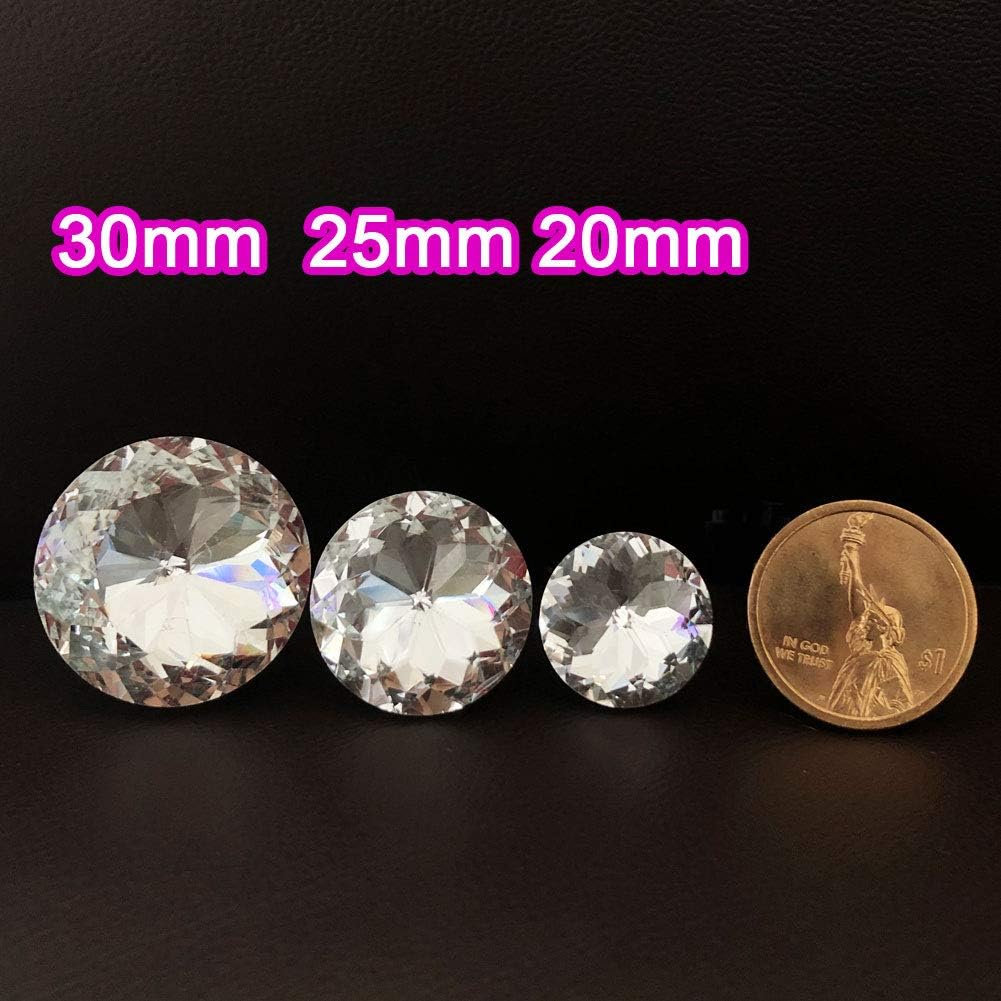 50PCS/LOT Clear Color Redbud Crystal Glass Prong Buttons Decoration Tacks Upholstery Tacks Glass Buttons DIY Sofa Buttons (20mm)