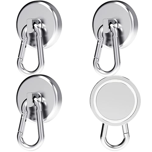 Ganchos magnéticos de neodimio de 100 libras, resistentes con mosquetón giratorio, perfectos para refrigerador, parrilla, cocina, almacén, oficina,