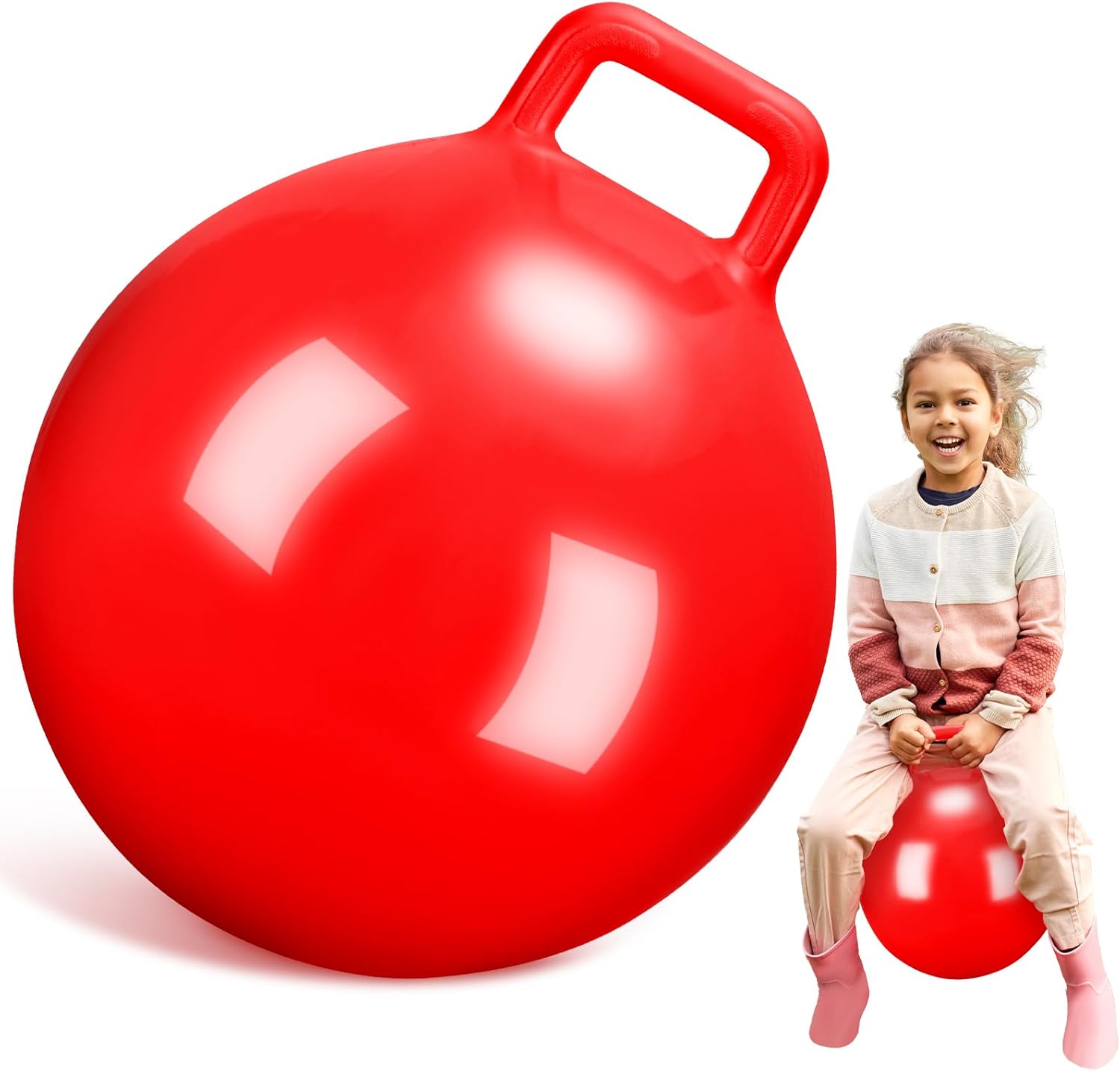 18 Inch Bouncy Ball with Handle Hopper Ball Jumping Hopping Ball Exercise Balls for Toddlers Boys Girls Indoor Outdoors Sports School Games Exercise Gifts(Red) 18 Inch Bouncy Ball with Handle Hopper Ball Jumping Hopping Ball Exercise Balls for Toddlers Boys Girls Indoor Outdoors Sports School Games Exercise Gifts(Red)