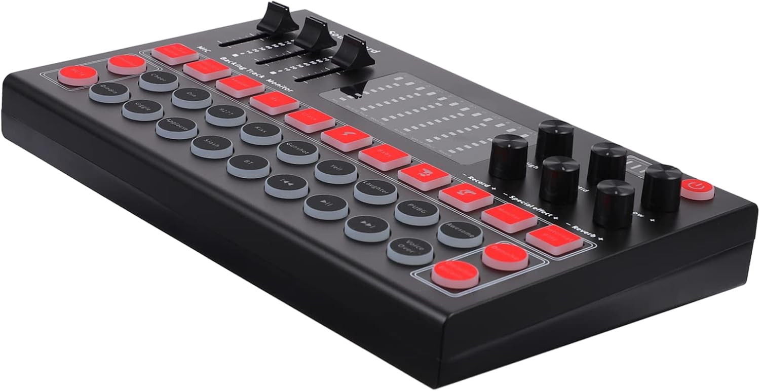 Angoily Professional Audio Mixer Live Sound Card Voice Changer for Mobile Phone