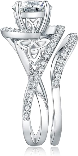 Miniatura 6 de JewelryPalace Anillo de compromiso chapado en oro de 14 quilates con circonita cúbica para mujer, anillo de promesa de plata de ley 925, anillos de