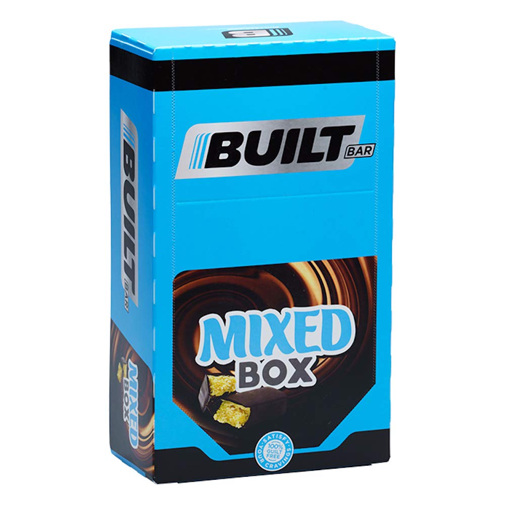 Built Bar 18 Pack Protein and Energy Bars - 100% Real Chocolate - High Protein, Whey and Fiber - Low Carb, Low Calorie, Low Sugar - Gluten Free (Mixed Box)
